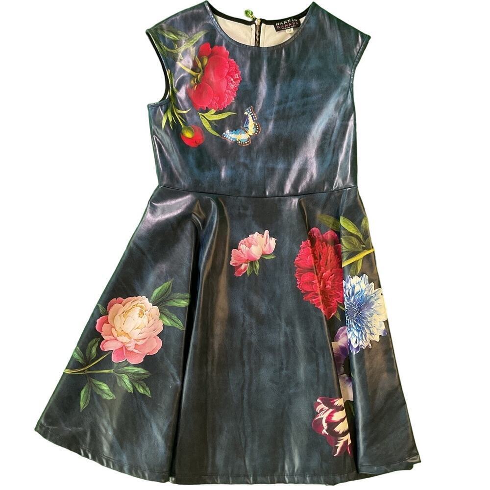 Hannah Banana Floral Kids Dress - Blue and Red